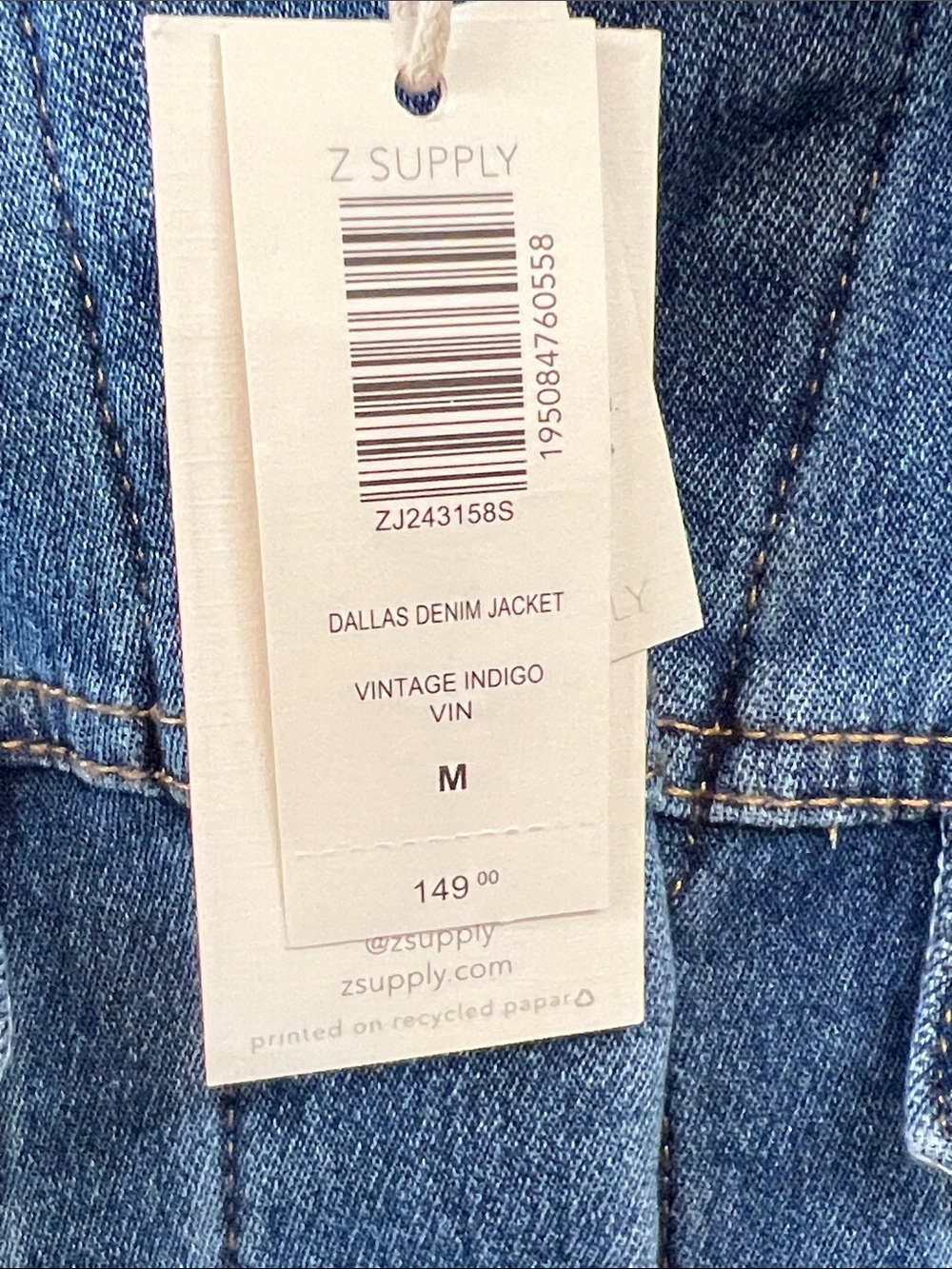 NWT Z Supply Dallas Medium Wash Denim Trucker Jacket with stretch - Picture 5 of 14